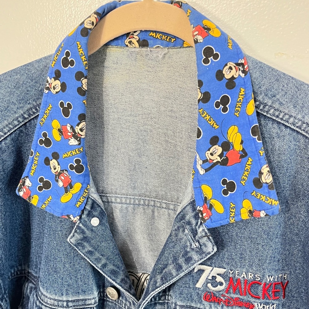Custom Vintage Mickey Mouse 75th Anniversary Denim‎ Jean Jacket  Size XL - Picture 2 of 6